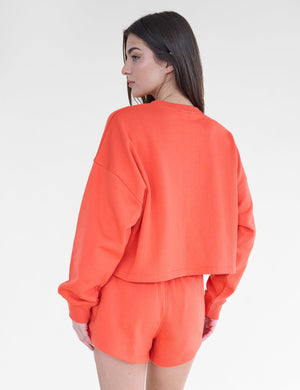 Kaiia Studio Cropped Oversized Sweatshirt Orange