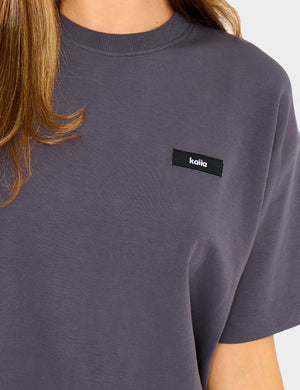 Kaiia Interlock Boxy T-Shirt Midnight Charcoal
