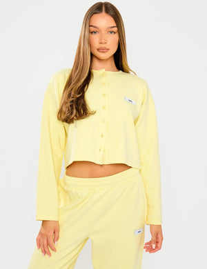 Kaiia Label Logo Premium Interlock Button Up Boxy T-Shirt Yellow