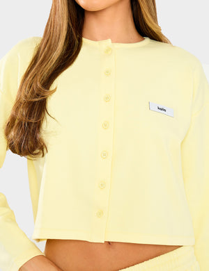 Kaiia Label Logo Premium Interlock Button Up Boxy T-Shirt Yellow