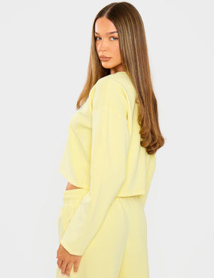 Kaiia Label Logo Premium Interlock Button Up Boxy T-Shirt Yellow