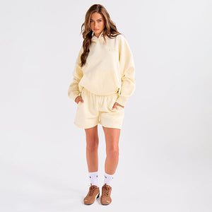 Kaiia Embossed Logo Oversized Hoodie Lemon