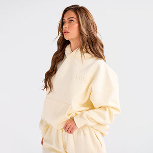 Kaiia Embossed Logo Oversized Hoodie Lemon