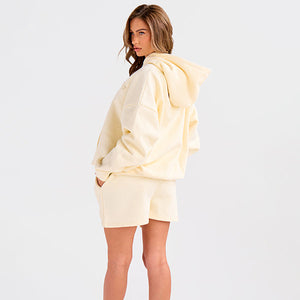 Kaiia Embossed Logo Oversized Hoodie Lemon