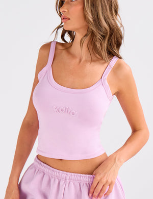 Kaiia Embossed Logo Cami Top Parma Violet