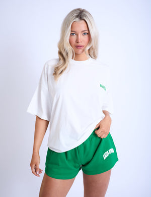 Kaiia Design Bubble Logo Oversized T-Shirt Off White & Green