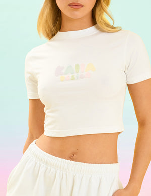 Kaiia Design Bubble Logo Baby Tee Cream & Rainbow