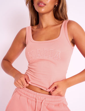 Kaiia Logo Longline Vest Top Coral