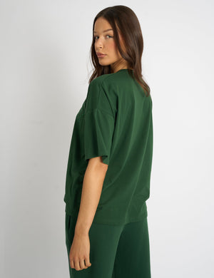 Kaiia Script Logo Oversized T-Shirt Forest Green