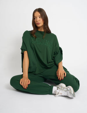 Kaiia Script Logo Oversized T-Shirt Forest Green