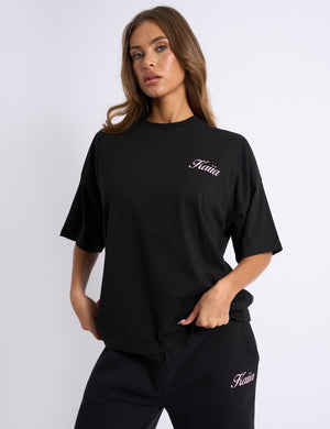 Kaiia Angel Graphic Oversized T-Shirt Black & Pink