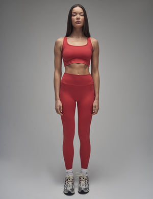 Kaiia Sculpt Square Neck Crop Top Red