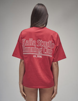 Kaiia Running Club Logo Oversized T-Shirt Red