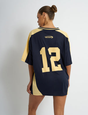 Kaiia Sport Football Shirt Navy & Yellow