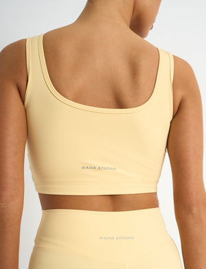 Kaiia Sculpt Square Neck Crop Top Yellow