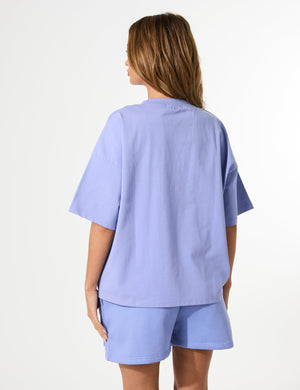 Kaiia Embossed Logo Oversized Tee Cornflower Blue