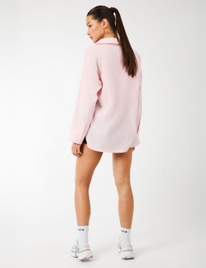 Kaiia Label Logo Oversized Shirt Pink Stripe