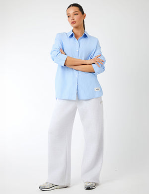 Kaiia Label Logo Oversized Shirt Blue Stripe