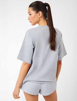 Kaiia Sport Logo Oversized T-Shirt Grey Marl & White