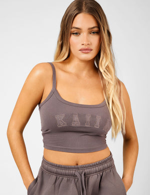 Kaiia Slogan Vest Top Mink