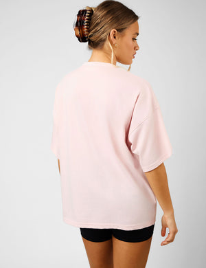 Kaiia Oversized Kitten Graphic T-Shirt Dusty Pink