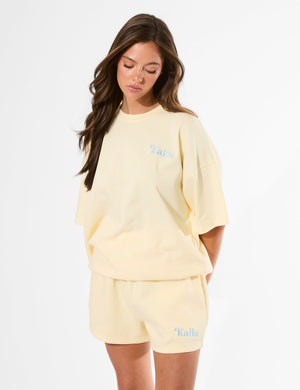 Kaiia Summer Back Graphic Oversized T-Shirt Lemon