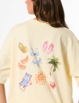 Kaiia Summer Back Graphic Oversized T-Shirt Lemon