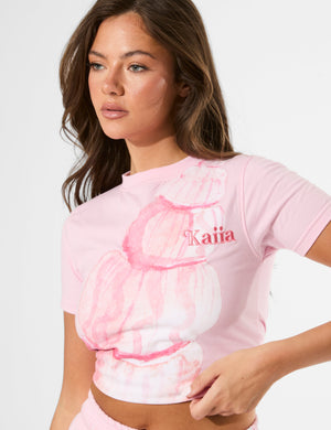 Kaiia Shell Graphic Baby Tee Baby Pink