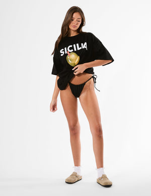 Kaiia Sicilia Olives Graphic Oversized T-Shirt Black