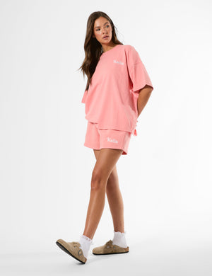 Kaiia Miami Beach Back Graphic Oversized T-Shirt Bright Coral