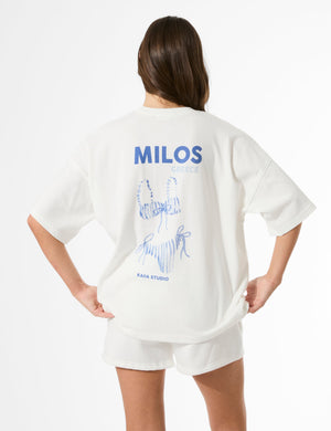 Kaiia Bikini Back Graphic Oversized T-Shirt Cream