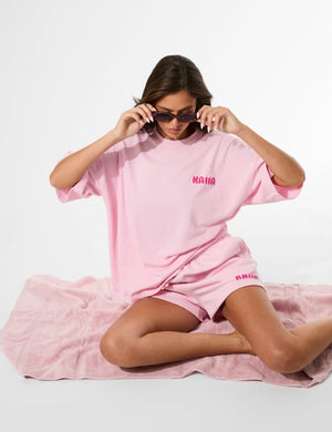 Kaiia Bubble Graphic Oversized T-Shirt Baby Pink & Hot Pink