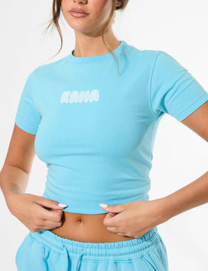 Kaiia Bubble Graphic Baby Tee Pool Blue