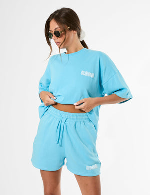 Kaiia Bubble Graphic Oversized T-Shirt Pool Blue