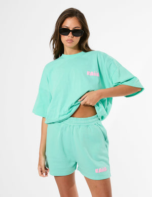 Kaiia Bubble Graphic Oversized T-Shirt Spearmint & Baby Pink
