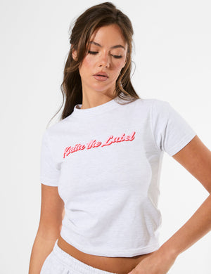 Kaiia the Label Bubble Graphic Baby Tee Light Grey Marl & Baby Pink