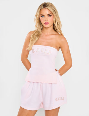 Kaiia Slogan Bandeau Top Shell Pink