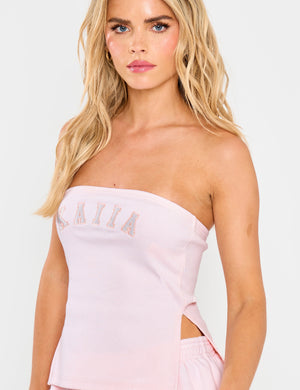 Kaiia Slogan Bandeau Top Shell Pink