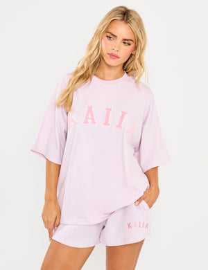 Kaiia Slogan Oversized T-Shirt Pale Lavender