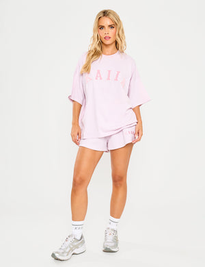 Kaiia Slogan Oversized T-Shirt Pale Lavender