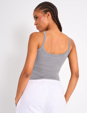 Kaiia Logo Cami Vest Top Charcoal Grey