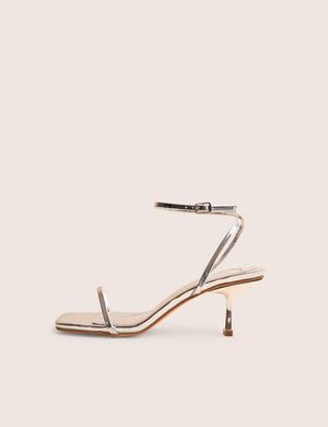 Natalya Silver Barely There Square Toe Stiletto Mid Heels