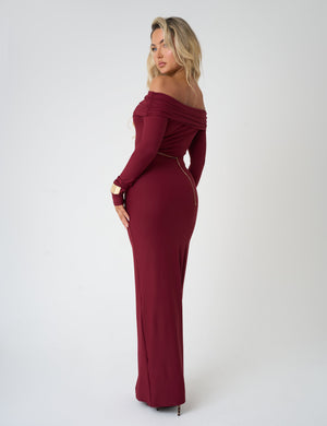 Bardot Luxe Slinky Maxi Dress Burgundy