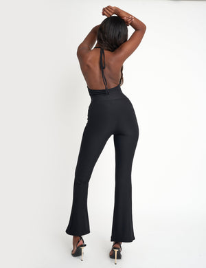 Tie Back Luxe Slinky Jumpsuit Black