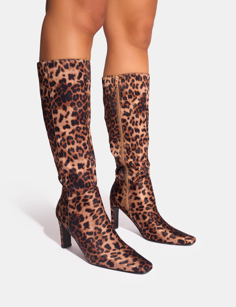 Leopard Print Knee High Boots