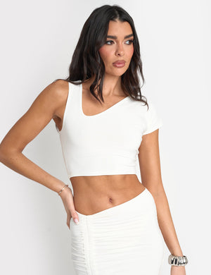 Slinky Low Neck Co Ord Top White