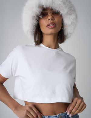 Boxy Fit Cropped T-Shirt White