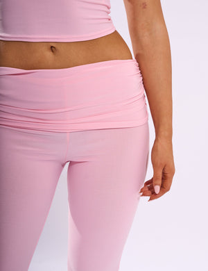 Foldover Detail Flared Pant Baby Pink