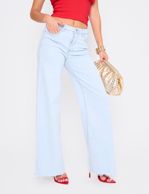 Mid Rise Wide Leg Jeans Light Blue