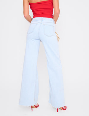 Mid Rise Wide Leg Jeans Light Blue